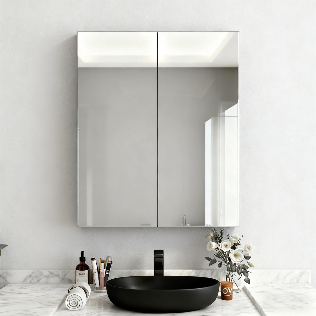 CLIPOP Badezimmer Spiegelschrank mit 2 Türen, 50 x 60 cm Produktbild 