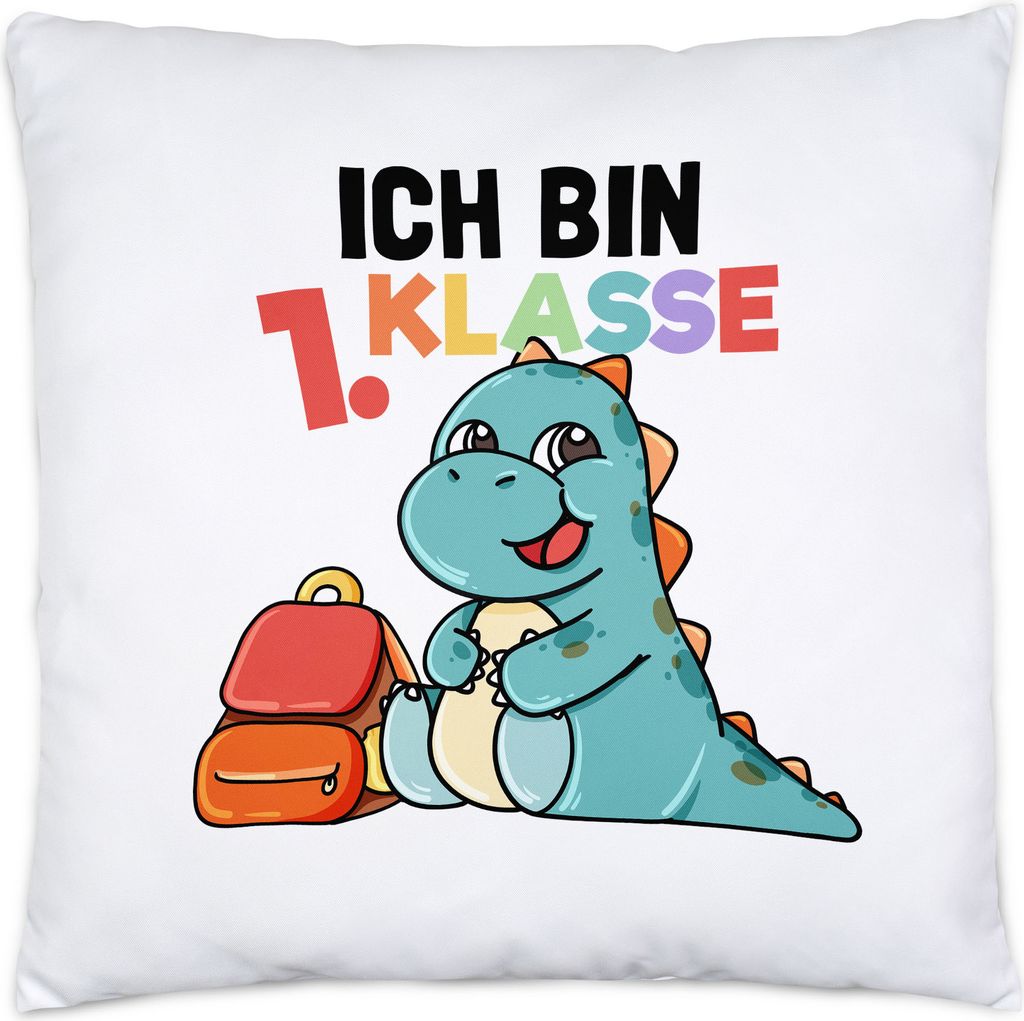 Ich Bin 1. Klasse Kissen Inkl. Füllung Süßes Dino Motiv T-Rex Schulkind Einschulung Geschenk