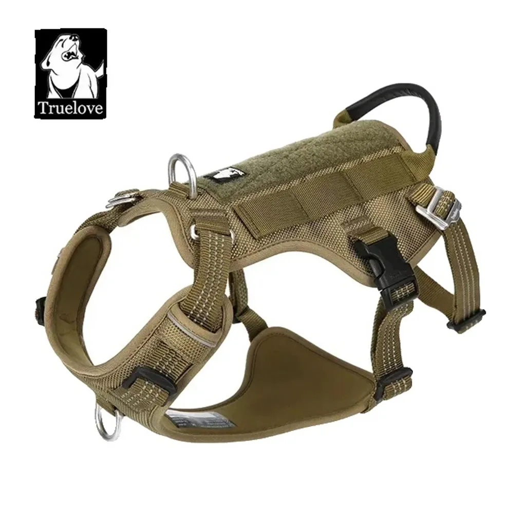 Harnais anti-fugue réglable pour chien L 69-81cm vert armée robuste