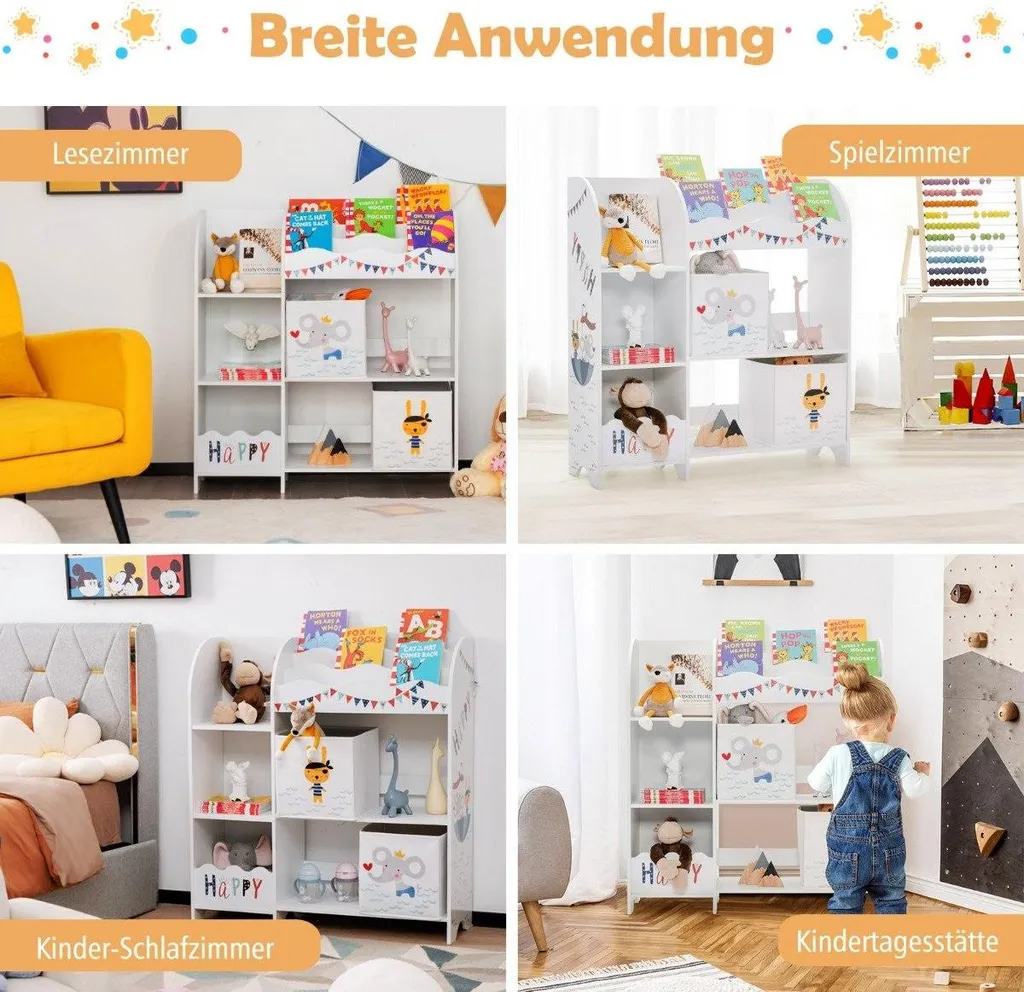 Mobile Organizer Bambini 5 Ripiani + 2 Cassetti Tessuto Minimal - 4