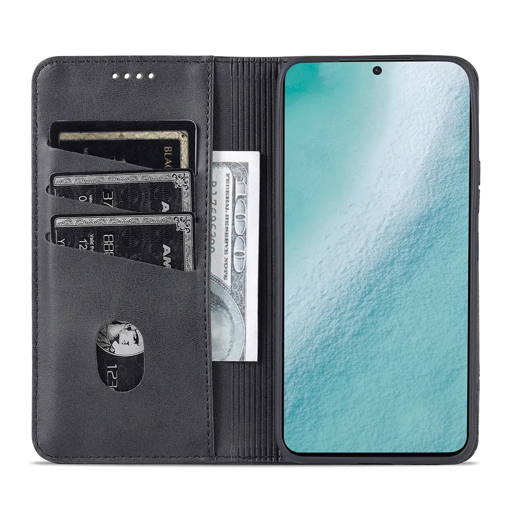 TORU CX - Funda magnética delgada para Galaxy S22 Ultra con tarjetero, color negro - Yaxa