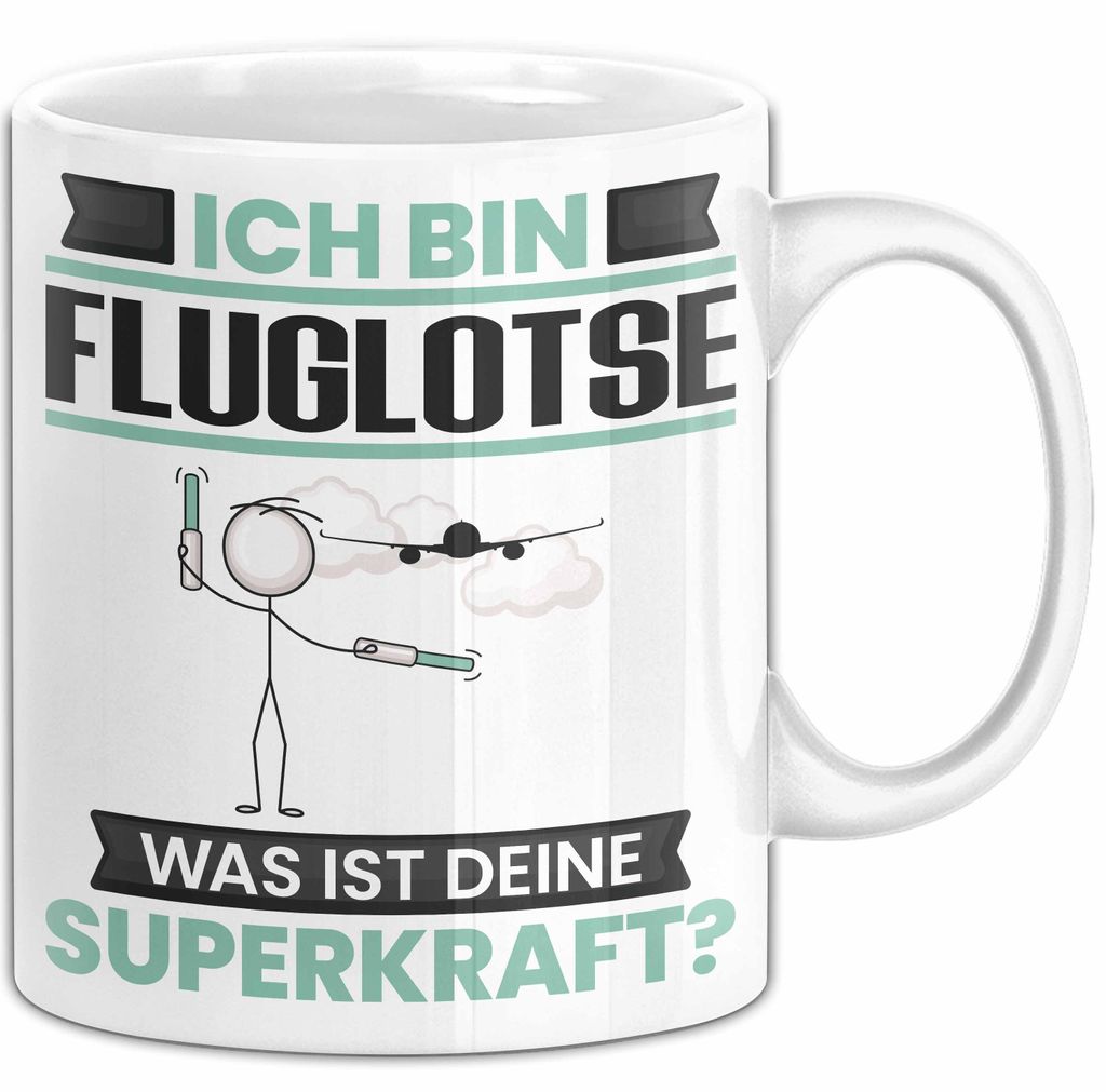 Fluglotse Tasse Geschenk für Fluglotse Geburtstag Lustiger Spruch Kaffee-Becher Was Ist Deine Superkraft (Weiß)