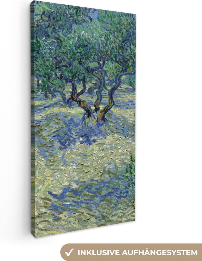 MuchoWow - Leinwandbilder - Der Olivenhain - Vincent van Gogh, Wandbild, Wanddeko Bilder Wohnzimmer, 40x80 cm