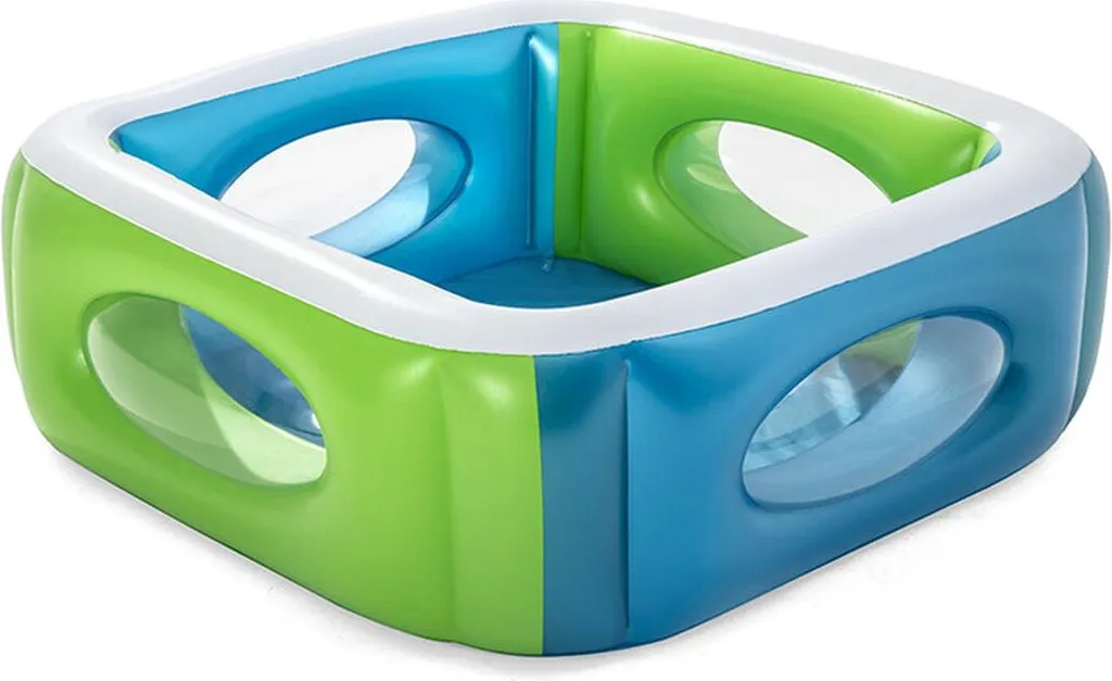 Bestway 51132 Piscine Gonflable avec Hublots 168x168x56 cm pour Enfants