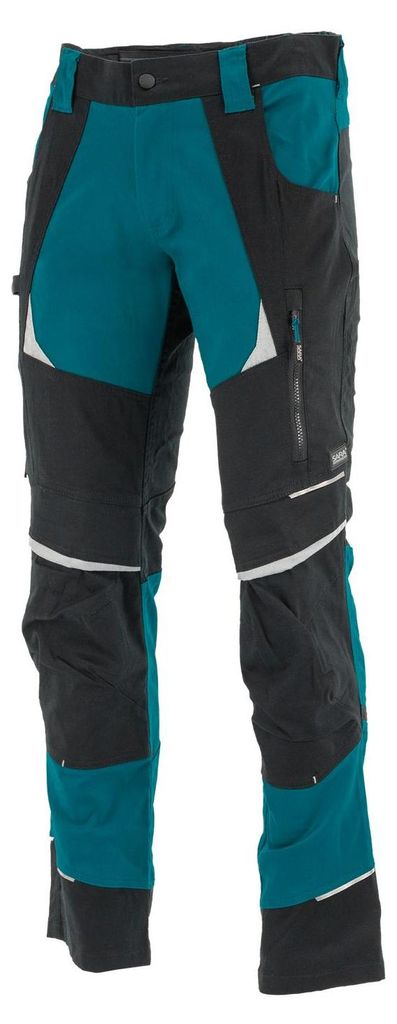 SARA Arbeitshose BaumwolleFLEX mit Stretchanteil Baumwolle - Schwarz/Petrol, Gr. 52