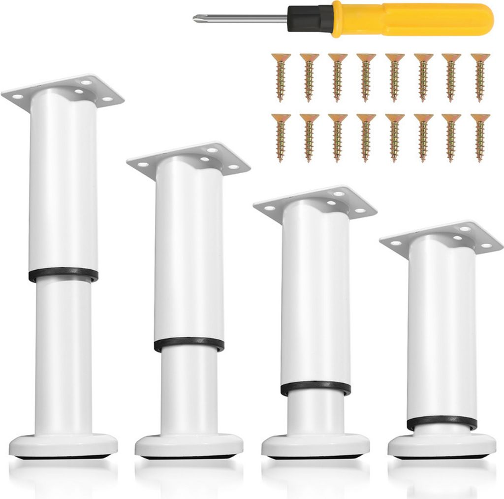 Clanmacy 4X Möbelfüße 12-18cm Dehnbar（Weiß） Sockelfüße Produktbild 
