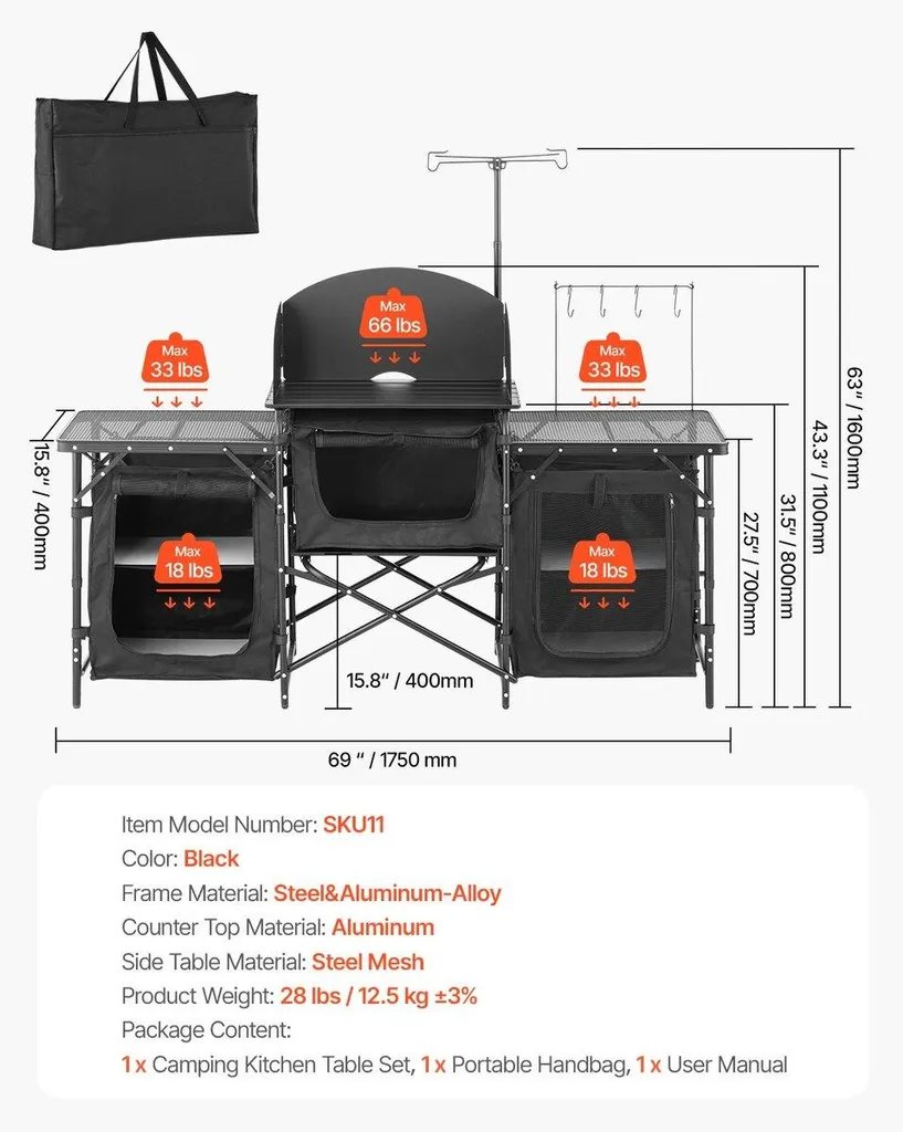 Meuble de camping multifonction avec station de cuisson et rangements - 6