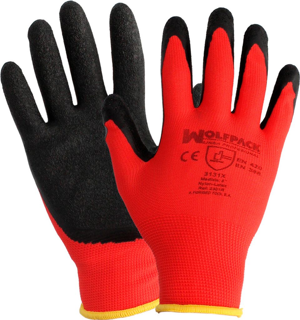 WOLFPACK LINEA PROFESIONAL - Latex / Nylon Gripflex Handschuhe Größe 9" (Paar)