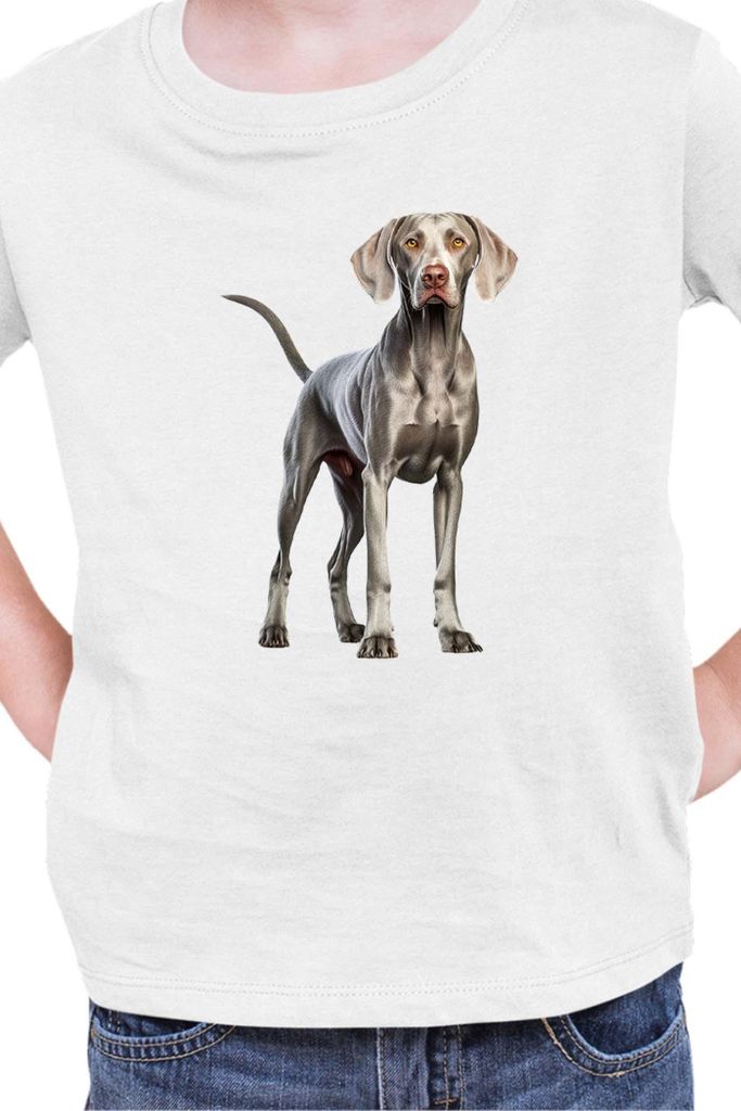 Kinder T-Shirt Dogs Breeds Weimaraner Dog Breed 005, 3-4 Jahr - 104 / Weiß
