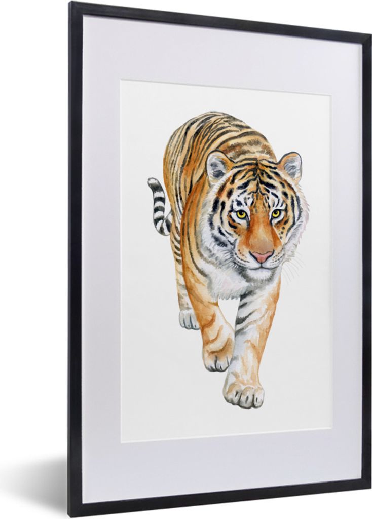 MuchoWow MuchoWow Gerahmtes Poster Tiger - Augen - Gelb 40x60 cm - Poster mit zchwarzem Bilderrahmen - Poster in Rahmen