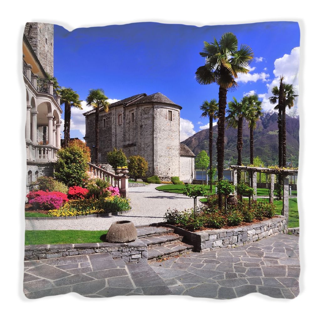 Wallario Premium Kissen, weiche Oberfläche, mit Motiv Palmen im Süden, Größe: 30 x 30 cm, mit weißer Rückseite