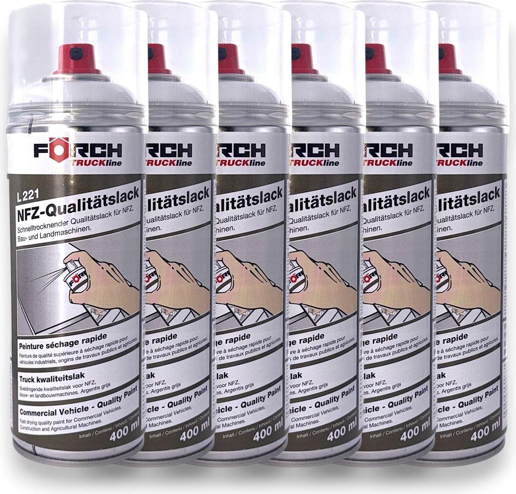 6x Förch Spraydose Lack Sonderfarbe L221 TRUCKline MB147 Arktikweiß LKW MERCEDES