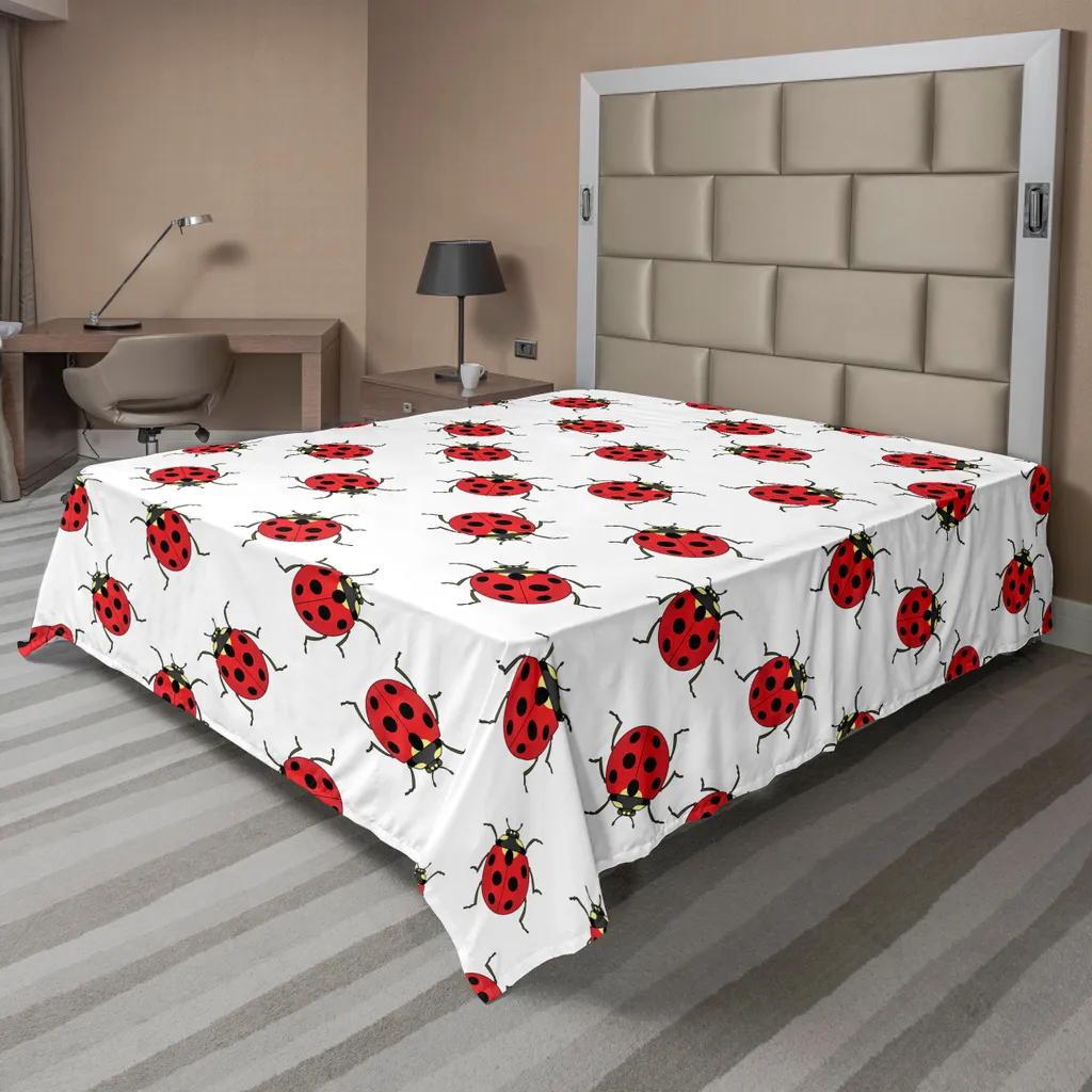 Drap housse décoratif enfant coccinelle 260x228 cm pour chambre à coucher