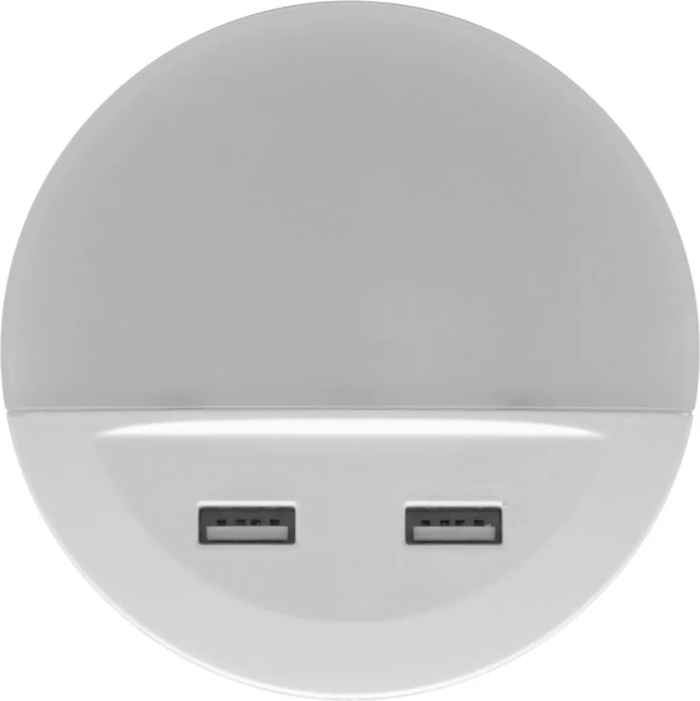 LEDVANCE Luce notturna LED Lunetta USB - Luce da presa bianca calda con sensore giorno/notte e uscita USB Classe energetica G