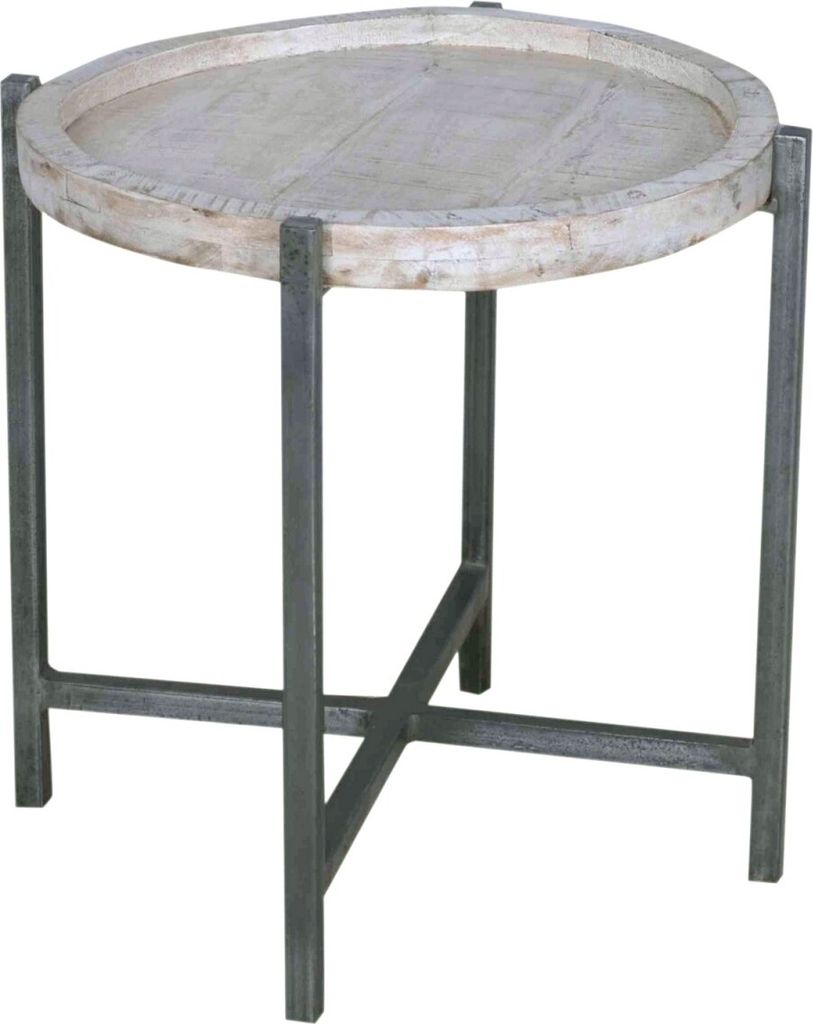 Soma Beistelltisch Couchtisch Wohnzimmer-Tisch rund Omaha Metall-Gestell altsilber oder schwarz (BxHxL) 46 x 45 x 46 cm weiß gekälkt