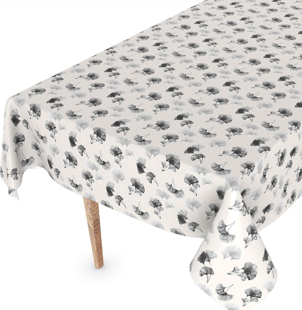 Tischdecke Wachstuchtischdecke Gartentischdecke Wachstischdecke Blätter Schwarz Wasserabweisend Breite 100 cm Länge 160 cm mit Schnittkante