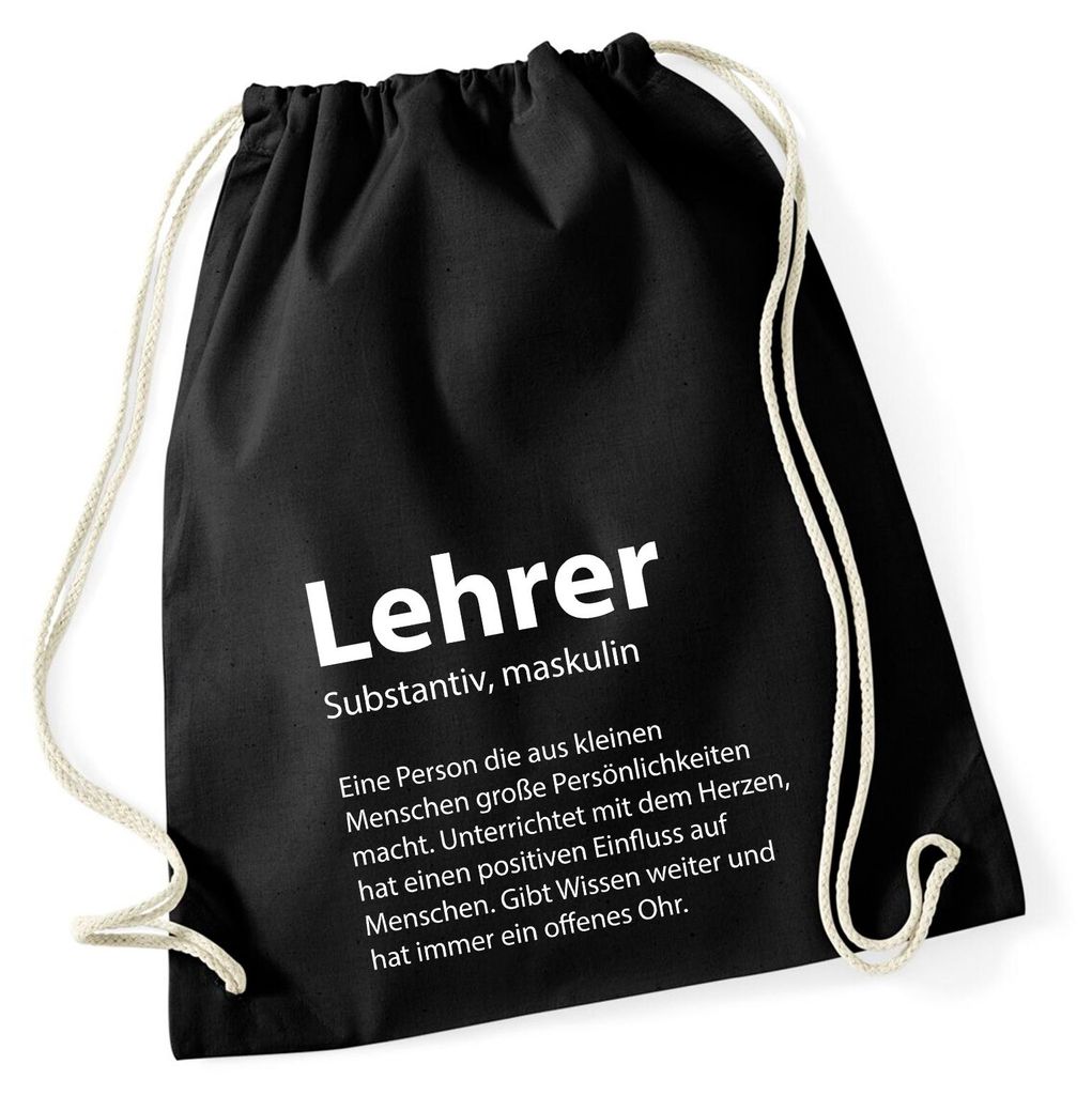Huuraa Turnbeutel Lehrer Definition 12 Liter Black Baumwolle Rucksack Geschenkidee