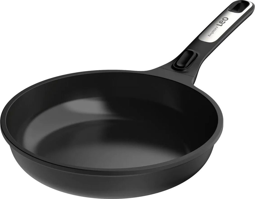 BergHOFF Leo Bratpfanne, 24 cm, rund, aus 100% recyceltem Aluminium, keramische Antanhaftbeschichtung, Induktion, abnehmbare Antirutsch-Griffe