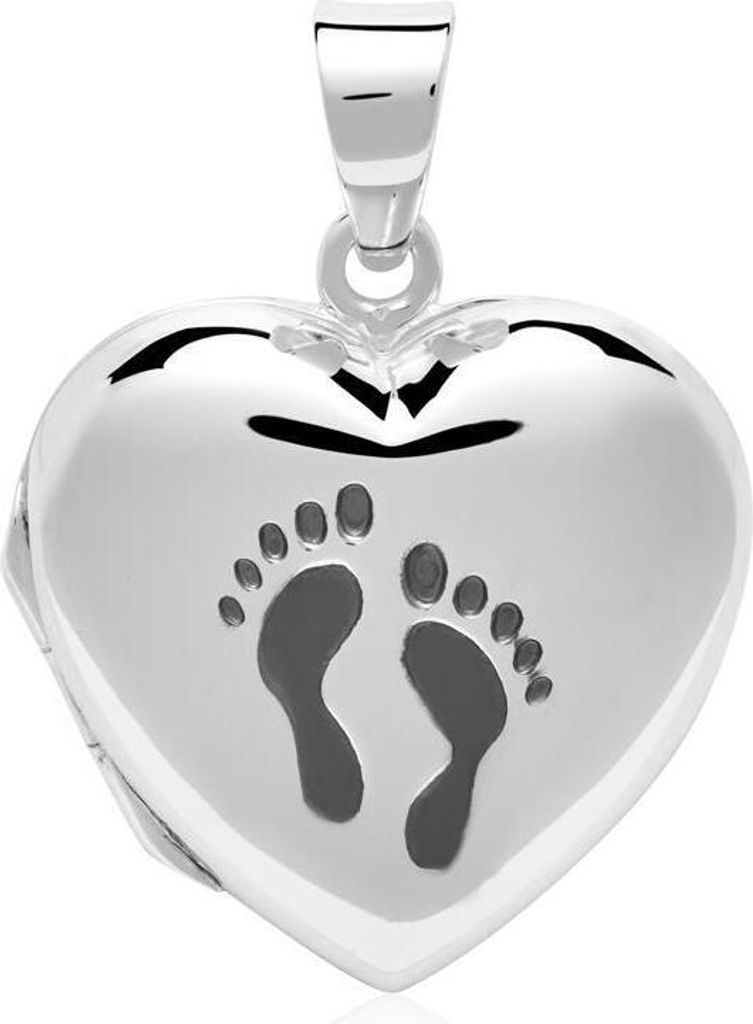Herzmedaillon mit Babyfüßchen Silber SP0950