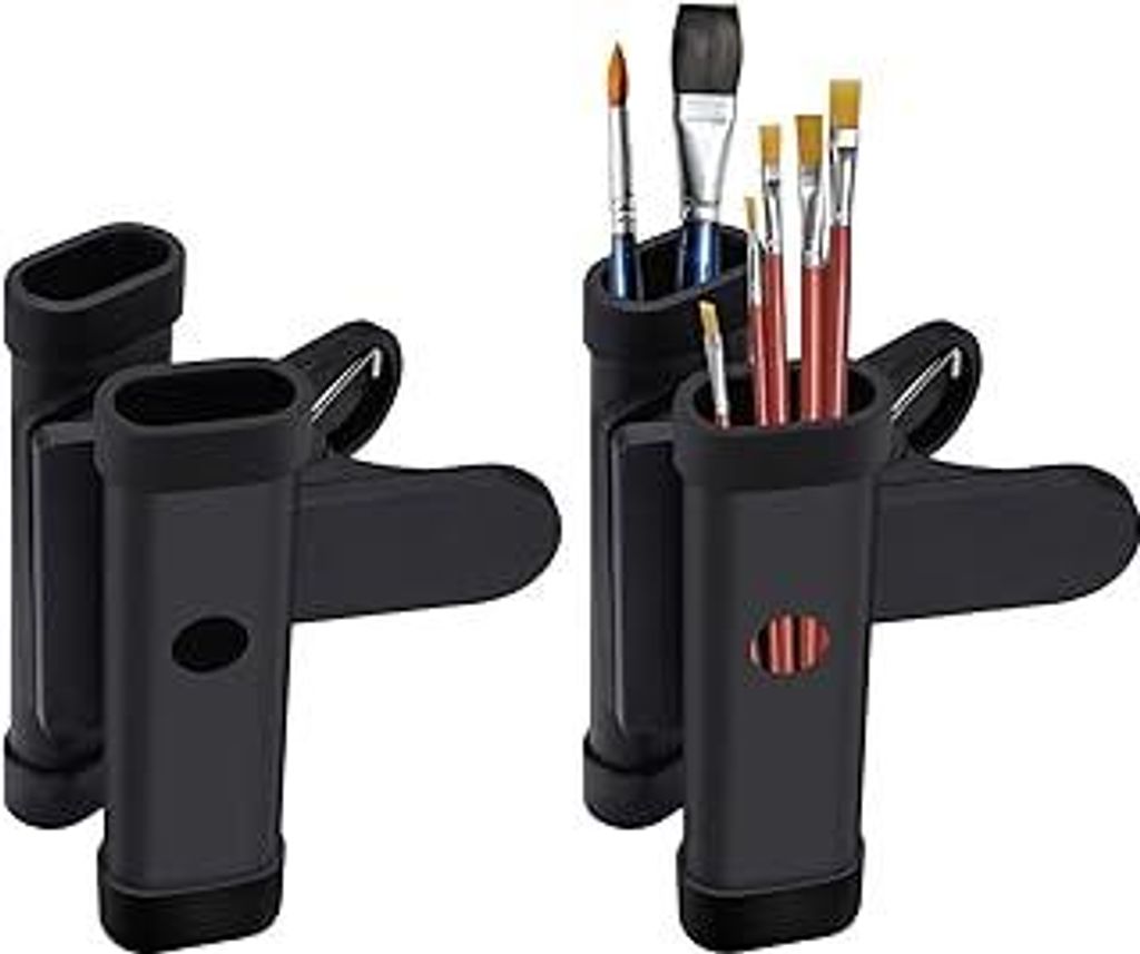 Diakey Pinsel-Clip, Staffelei, Aquarell-Kunst-Pinselhalter, Organizer und Aufbewahrung, Drumstick-Halter, Schwarz, 2 Stück