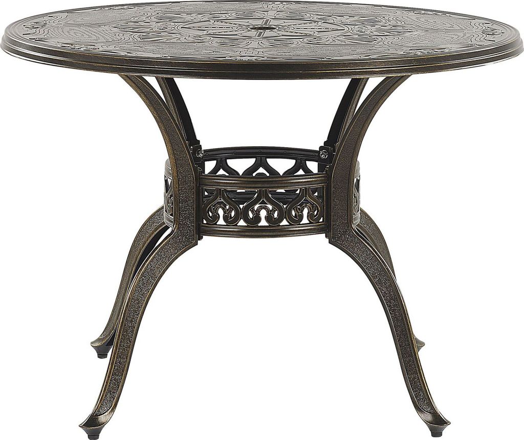 BELIANI Gartentisch Dunkelbraun Aluminium Rund Retro-Optik Bistro Gartenmöbel