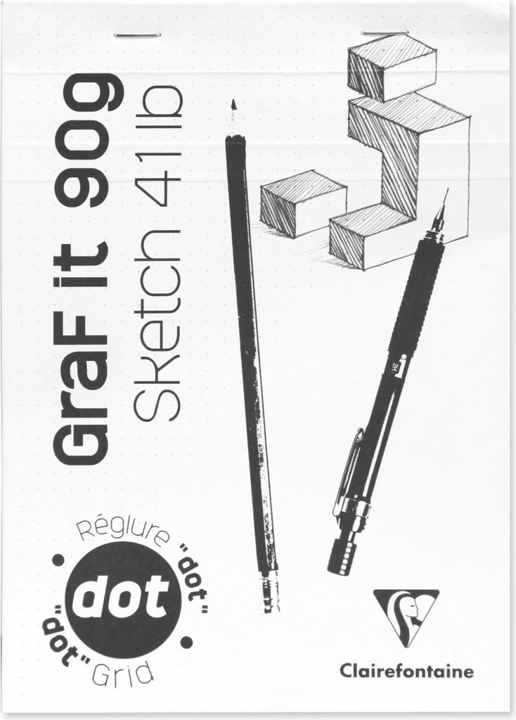 Clairefontaine 10x Skizzenblock GraF'it, DIN A5 80 Blatt , DOT-Lin. Weiß 96694C