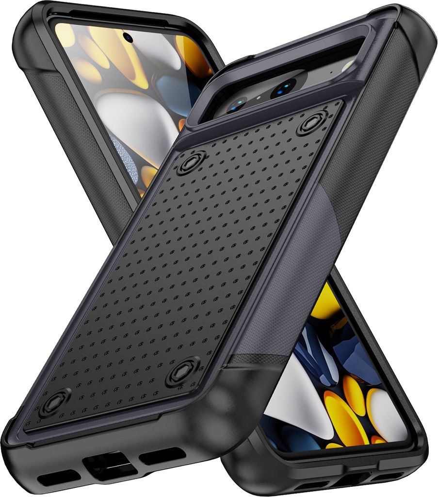 Für Google Pixel 8 Hülle Militärqualität Stoßfest Hybrid 2 in 1 Hart PC Weich TPU Handyhülle Grau Schwarz