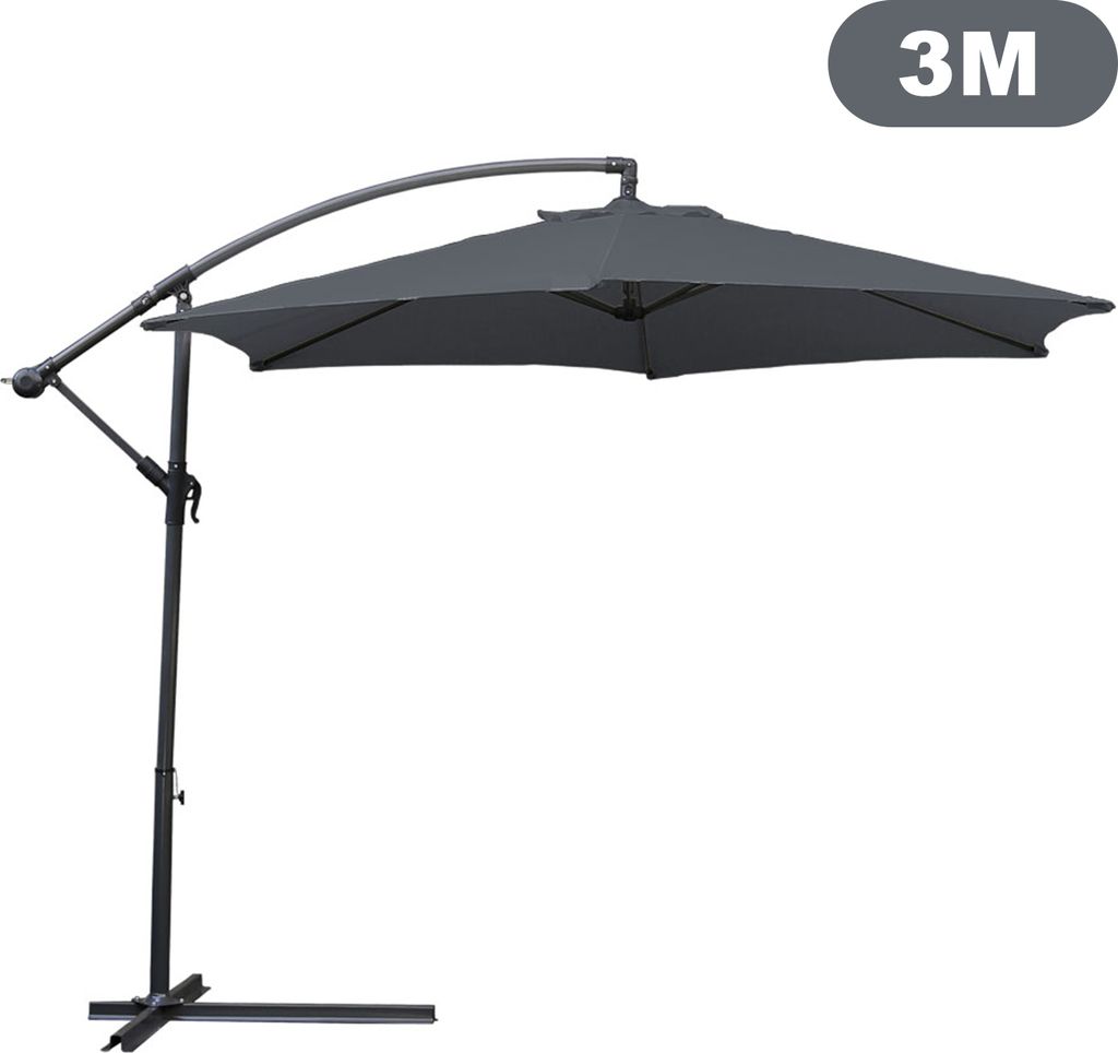 Jiubiaz Sonnenschirm Ampelschirm 300cm - Ampelschirm, Sonnenschutz, Gartenschirm - Grau