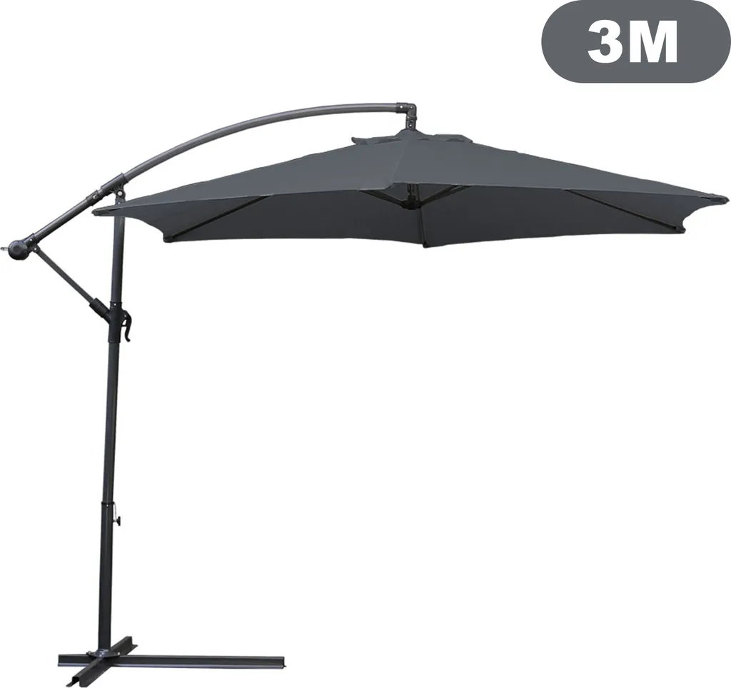Ombrellone Giardino 300cm Jiubiaz Grigio - Sicurezza e Ombra Bimbi
