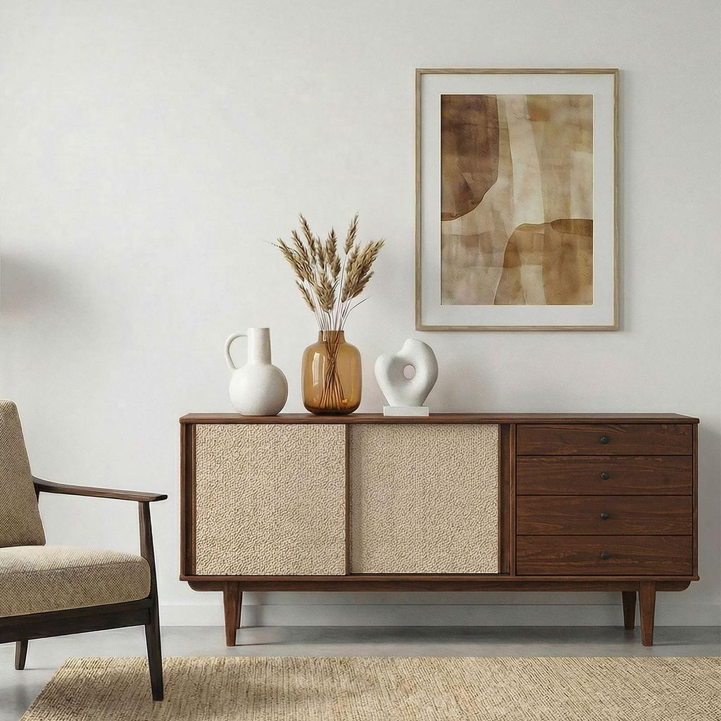 Sideboard SIMONA mit Rattan-Geflecht 175cm, kastanien optik Produktbild 
