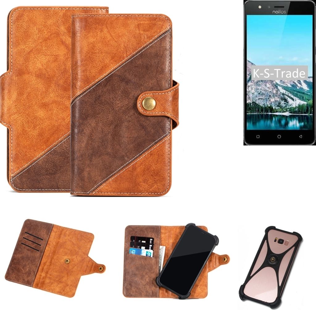 K-S-Trade Handy-Hülle Schutz-Hülle Bookstyle Case Wallet-Case kompatibel mit TP-LINK Neffos C5S Handy Cover Bumper Kantenschutz Smartphone
