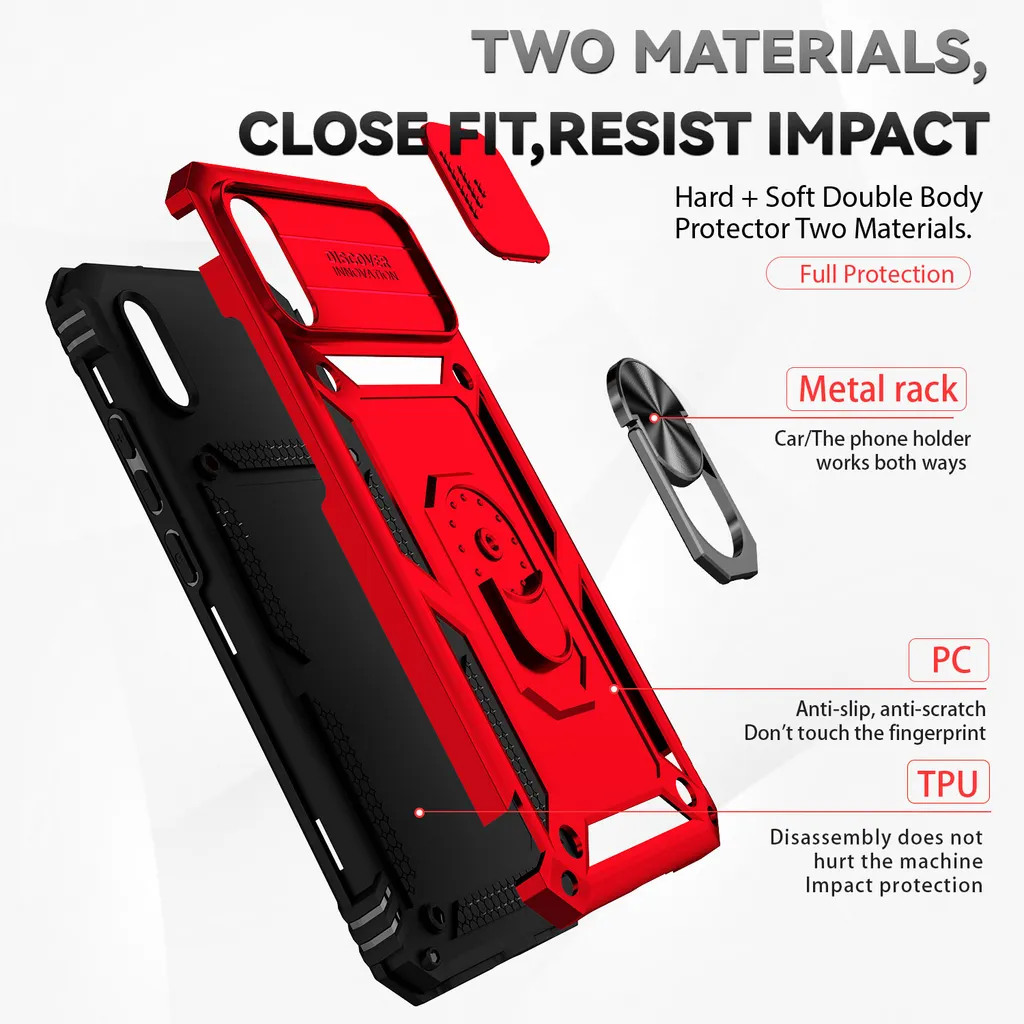 Custodia Rugged Xiaomi Redmi 9A Rossa Antiurto con Supporto Auto - 4