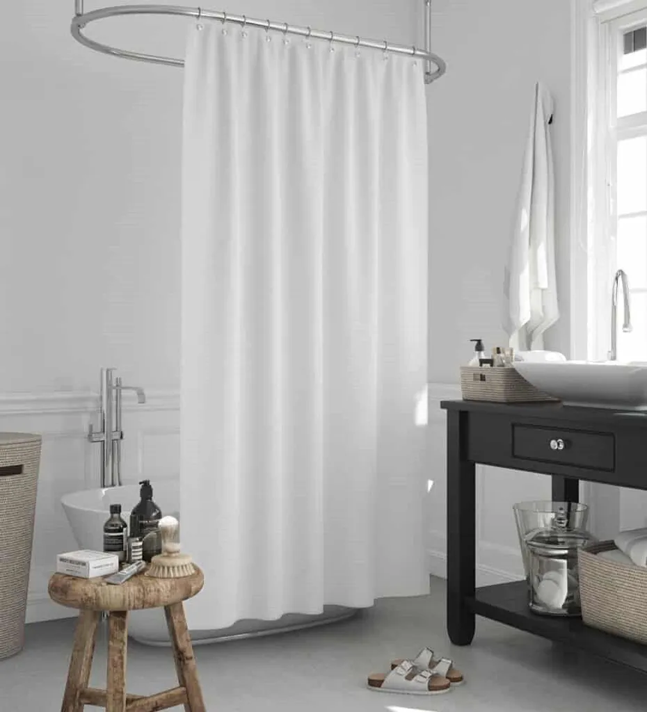 Tenda da doccia tessile BIANCA (180x180 cm maglia grande Hookles)