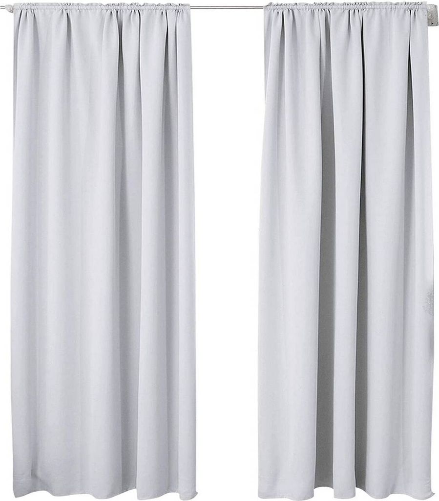 WOLTU 2er Set Gardine blickdicht 250 g/m² mit Kräuselband : Kalk/Grau-Weiß 135x175 cm Farbe: Kalk/Grau-Weiß Größe: 135x175 cm
