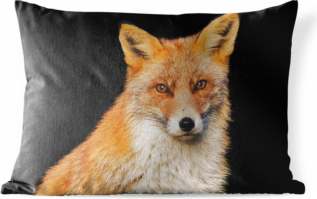 MuchoWow Outdoor Kissen - Fuchs - Rot - Schwarz - 50x30 cm - Wetterfest - Lounge Kissen - Sofa kissen - Wohnzimmer Dekoration