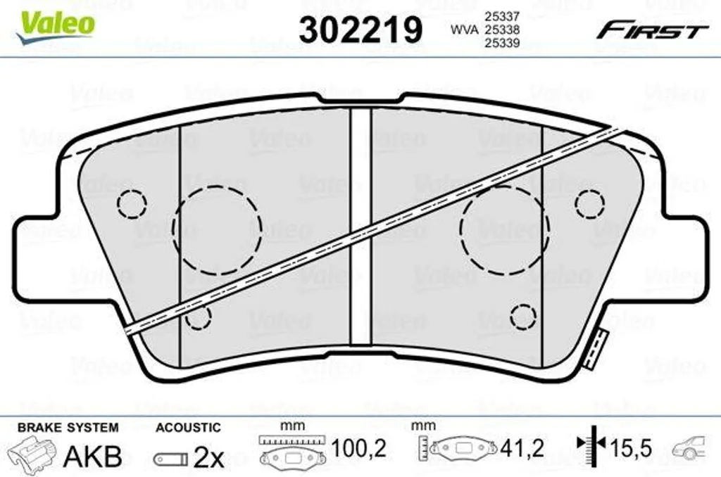 Valeo 302219 Jeu de plaquettes de frein arrière pour Hyundai et Kia