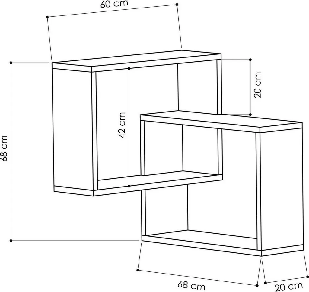 Petit Meuble de Rangement Blanc Leslie 4 Niveaux Carré 68x60x68 cm