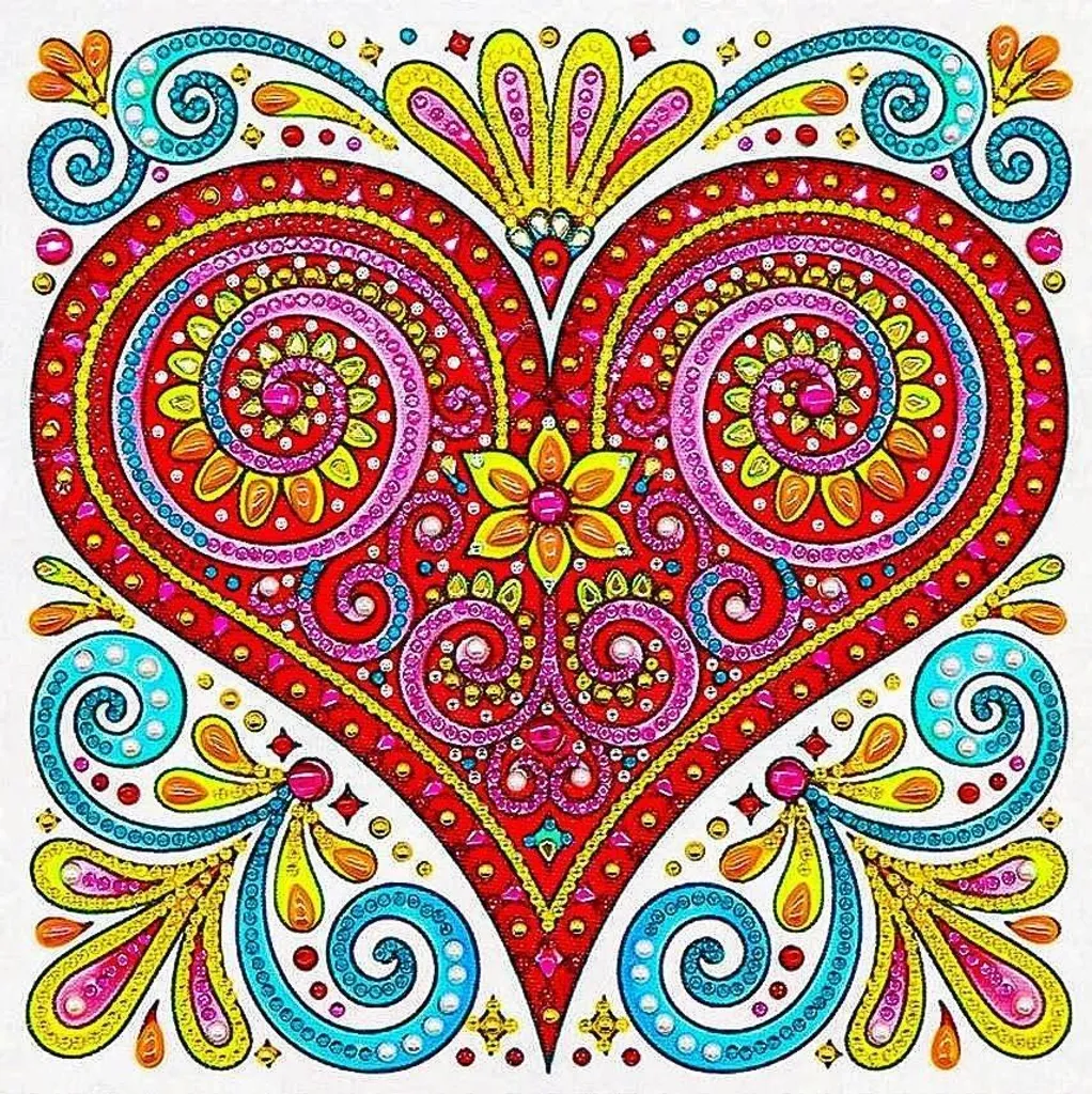 Tableau Broderie Diamant Cœur 30x30cm - Kit DIY Diamant Painting