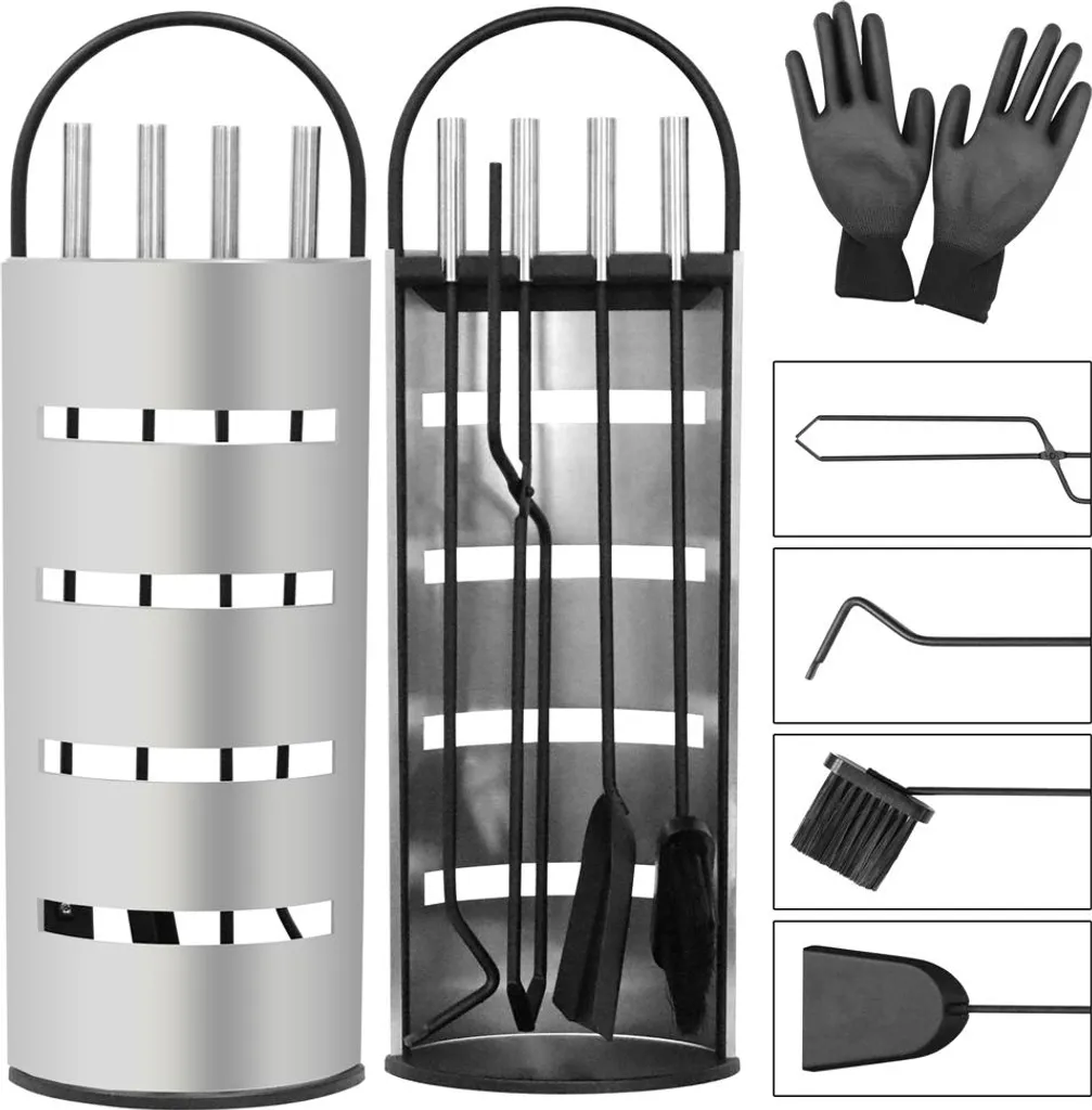 Garniture de Cheminée 6 pcs Argent - Outils Anti-Cendres et Sécurité