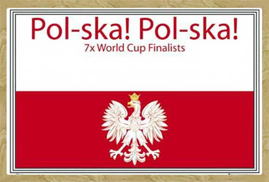 Poster Foot Pologne Polska avec Vitre Acrylique et Cadre Shinsuke Hêtre