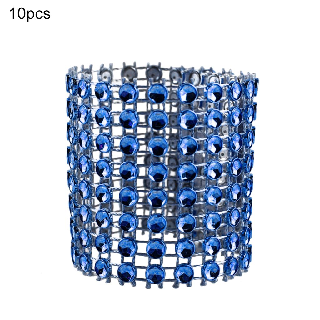 10pcs Strass -Servietten -Servietten Ring Serviette Halter Hochzeitsfeiertag Tischdekoration-Himmelblau