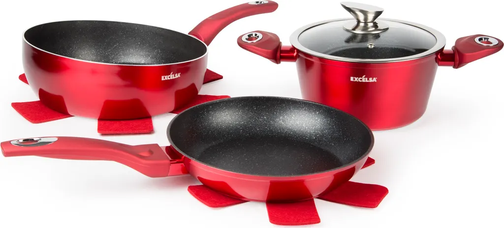 Batteria Pentole Rossa Excelsa Phoenix 6 Pezzi: Cucina Sano con Gusto