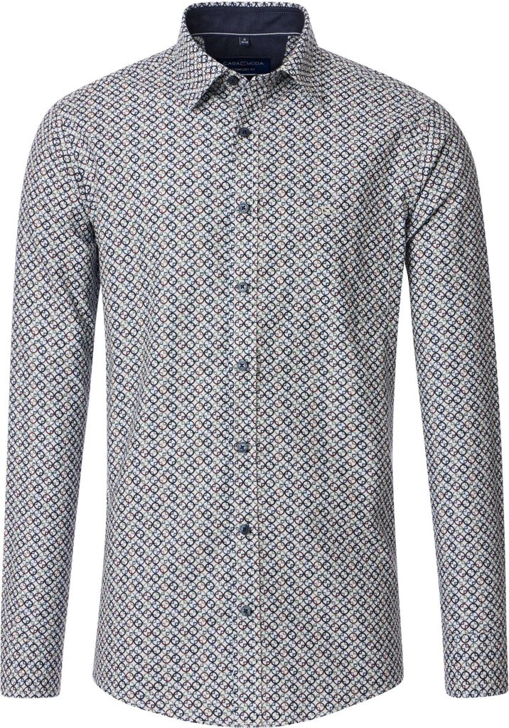 CASAMODA Herren Freizeithemd Langarm Kent Comfort Blau gemustert L
