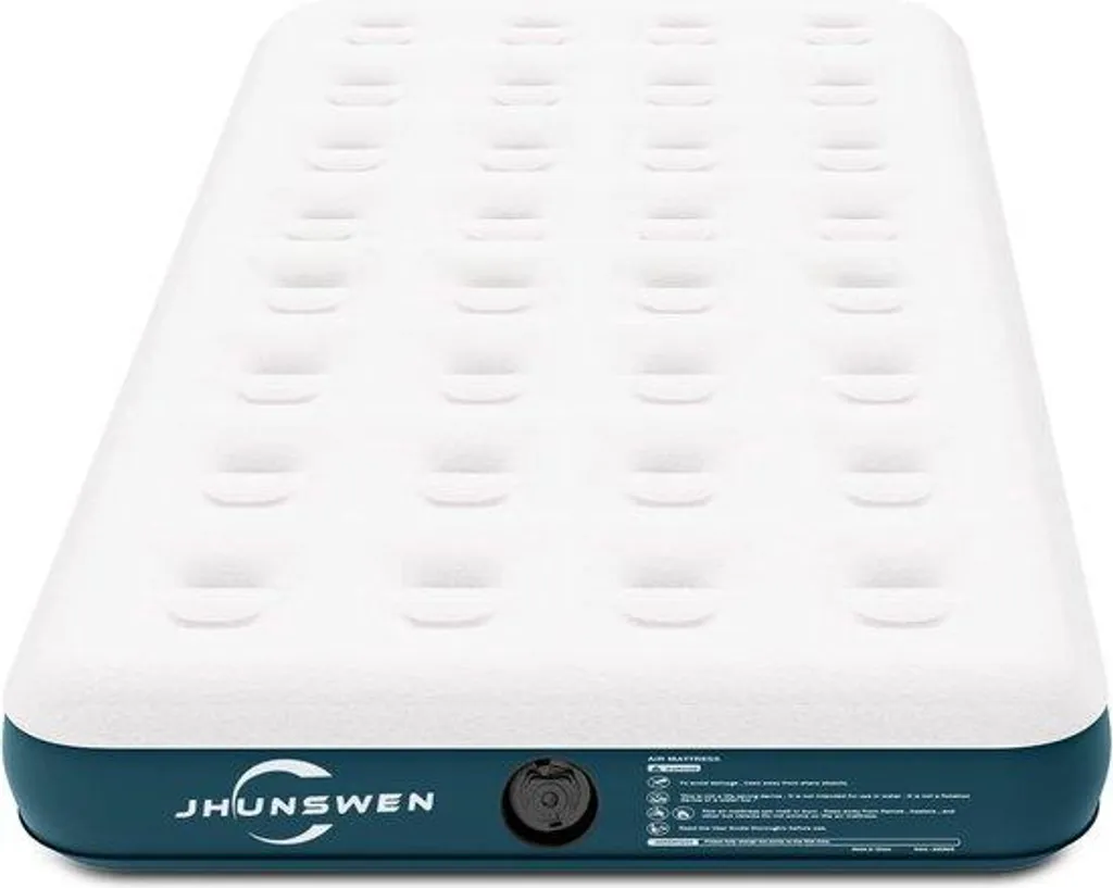 Matelas gonflable floqué 100x190 cm - Valve rapide et sac de rangement