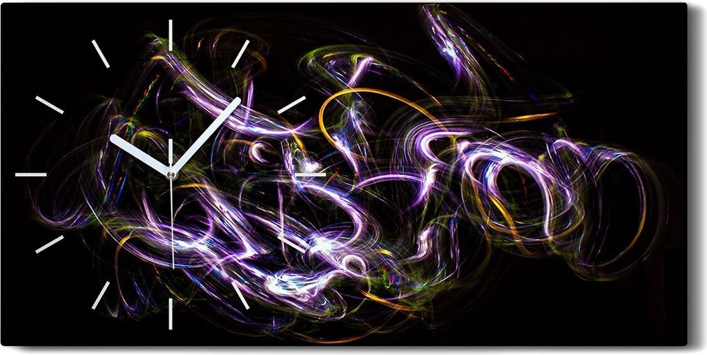 Wanduhr Uhr Wandbild Leinwand Geräuschlos 60x30 Malerei Abstrakte Kunst Lichter - weiße Hände