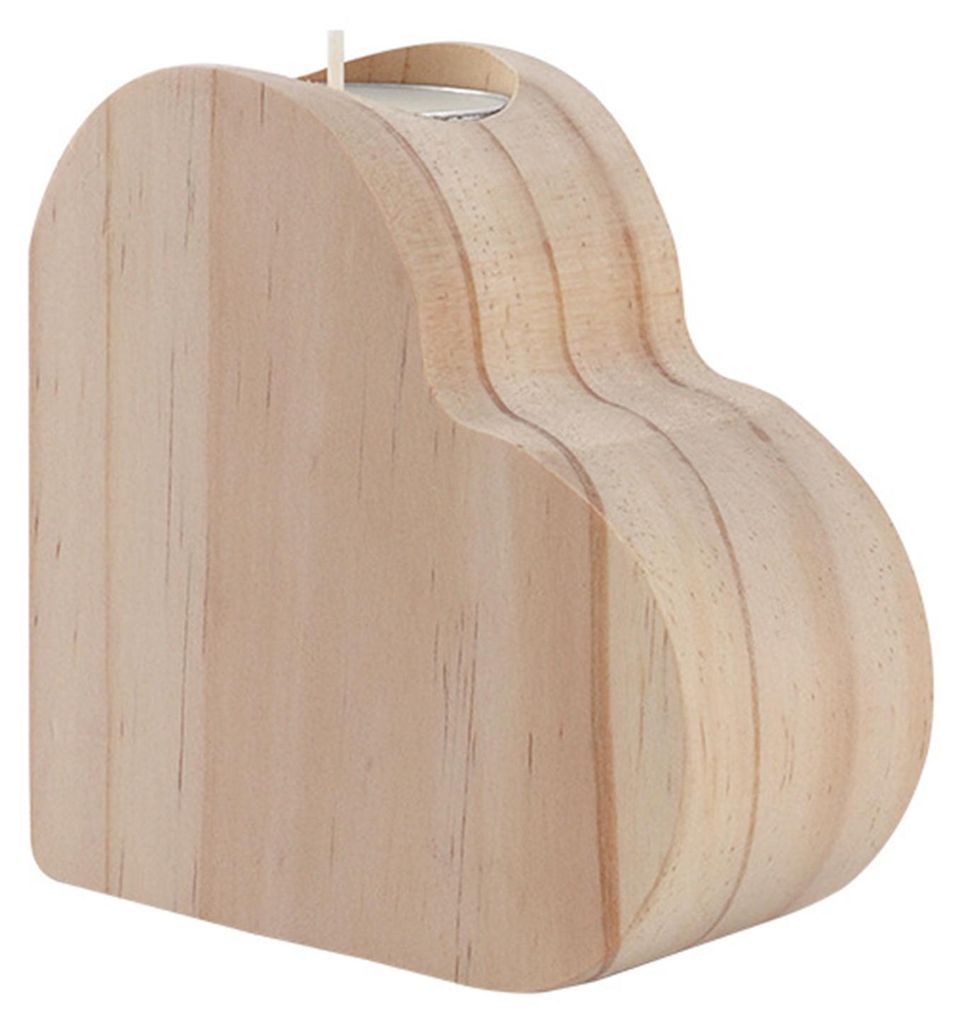 Herzförmiger Kerzenhalter aus Holz im Landhausstil, rustikaler Kerzenständer in Herzform, Tischdekoration für Zuhause, Büro oder Schreibtisch
