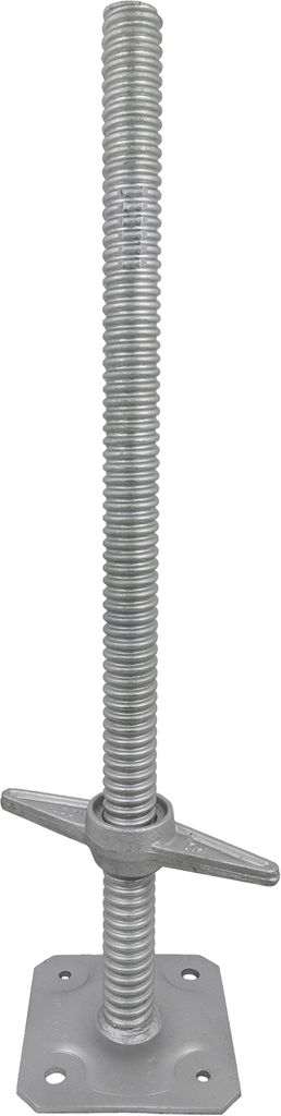 GeZu Impex Gerüstspindel 1000 mm, Ø 38 mm, Gewindefußplatte für Baugerüste feuerverzinkt, Gerüstfuß Gerüstfüße Spindel Fußplatte