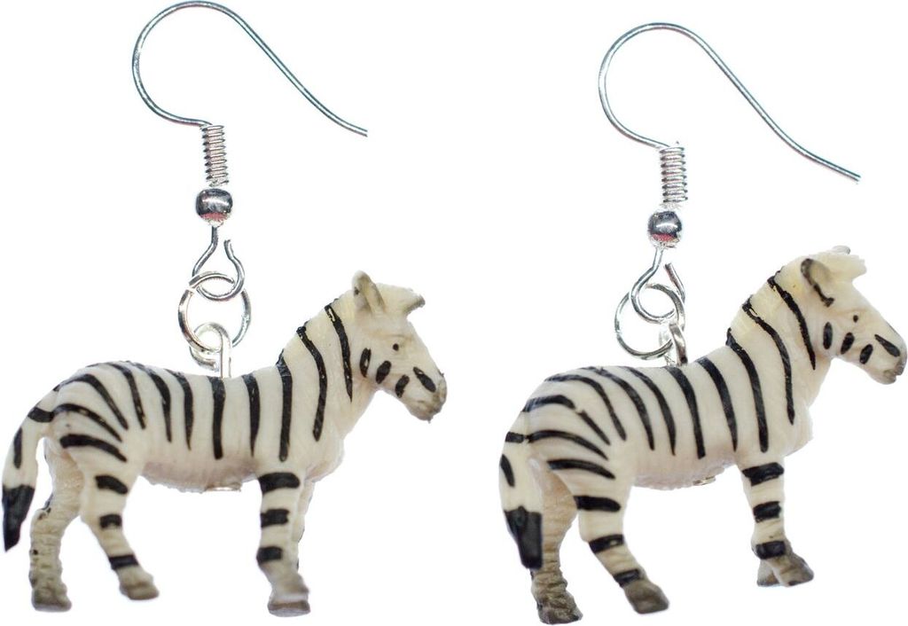Zebra Ohrringe Miniblings Hänger Pferd Afrika Zebras Zoo Safari 25mm Gummi