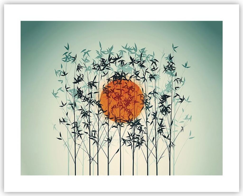 Poster - Poster ohne Rahmen - Westen Sonne Gras - 50x40 cm - Wand Bild - Wanddeko - Wandbilder - Kunstposter - Wandposter - Bilder - Kunstdruck - W...