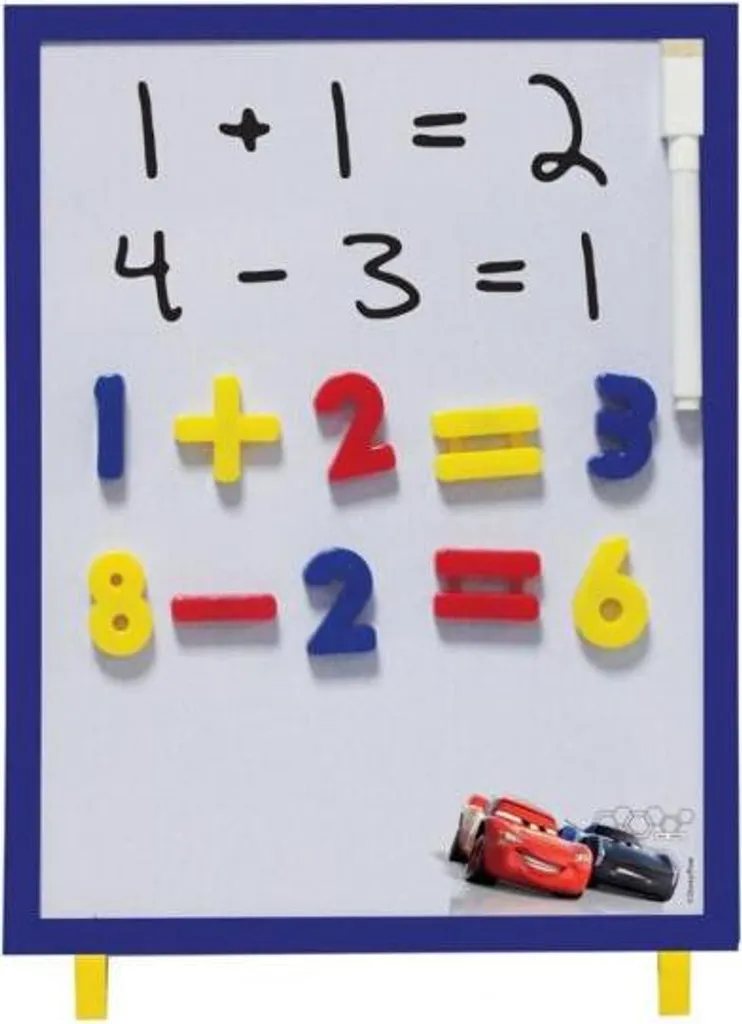 Tableau blanc magnétique Cars 30 cm bleu et blanc pack complet de 37 pièces